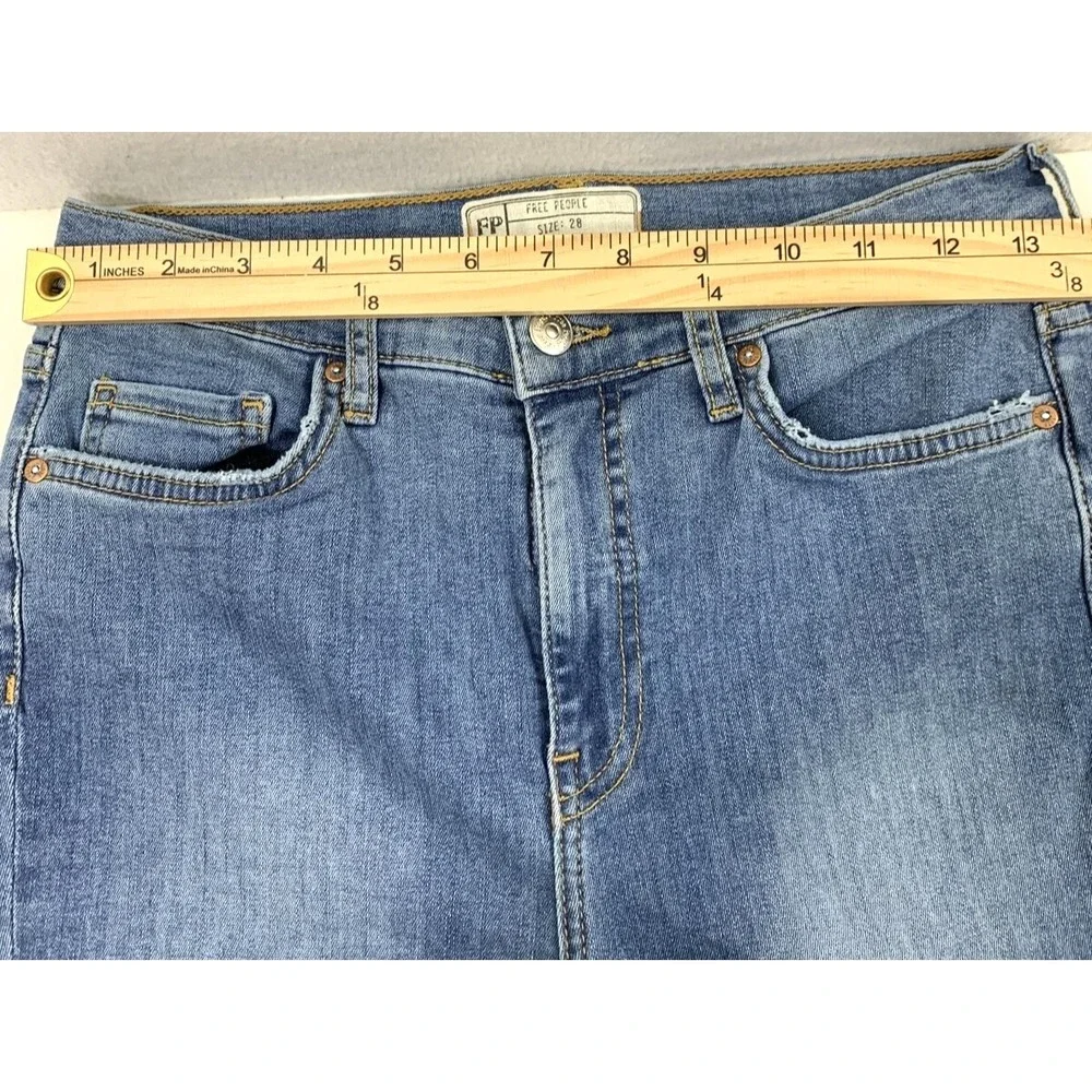 Free‎ People Jeans Womens Size 28 Destroyed Distress Skinny Medium Wash Denim
